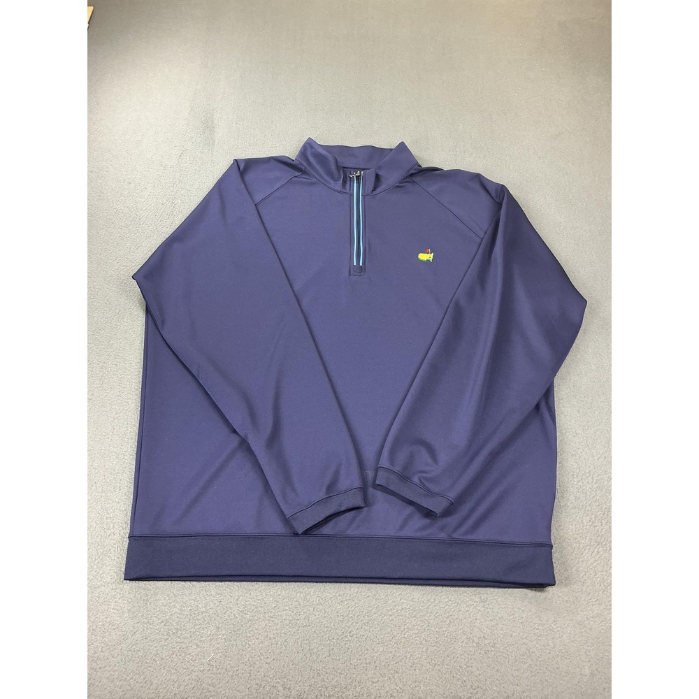 Masters Sweatshirt Mens 2XL Blue Pullover Mock Neck Golf Embroidered Logo